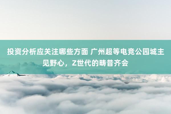 投资分析应关注哪些方面 广州超等电竞公园城主见野心，Z世代的畴昔齐会