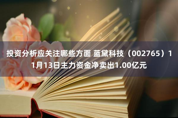 投资分析应关注哪些方面 蓝黛科技（002765）11月13日主力资金净卖出1.00亿元