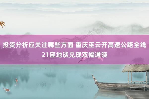 投资分析应关注哪些方面 重庆巫云开高速公路全线21座地谈兑现双幅通晓