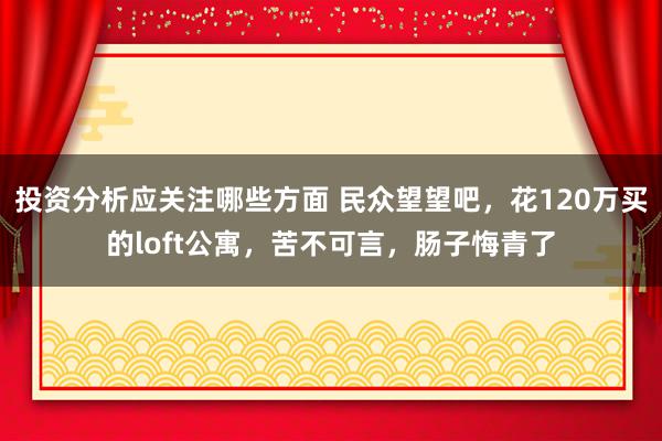 投资分析应关注哪些方面 民众望望吧，花120万买的loft公寓，苦不可言，肠子悔青了