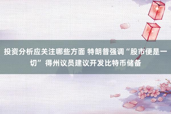 投资分析应关注哪些方面 特朗普强调“股市便是一切” 得州议员建议开发比特币储备