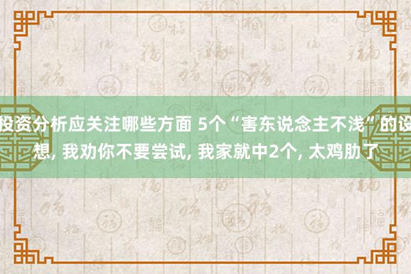 投资分析应关注哪些方面 5个“害东说念主不浅”的设想, 我劝你不要尝试, 我家就中2个, 太鸡肋了