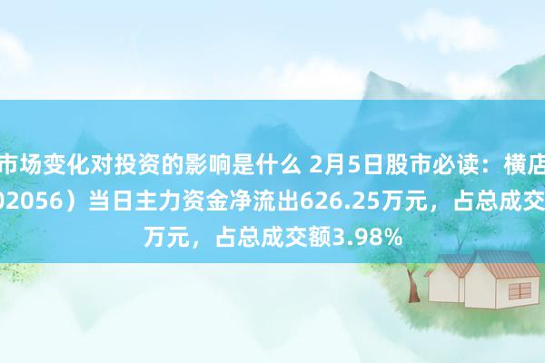 市场变化对投资的影响是什么 2月5日股市必读：横店东磁（002056）当日主力资金净流出626.25万元，占总成交额3.98%