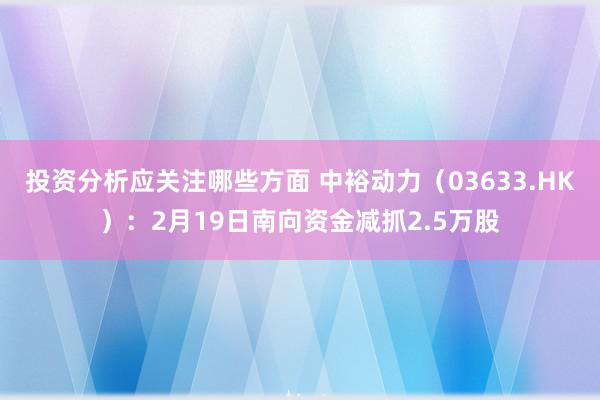 投资分析应关注哪些方面 中裕动力（03633.HK）：2月19日南向资金减抓2.5万股