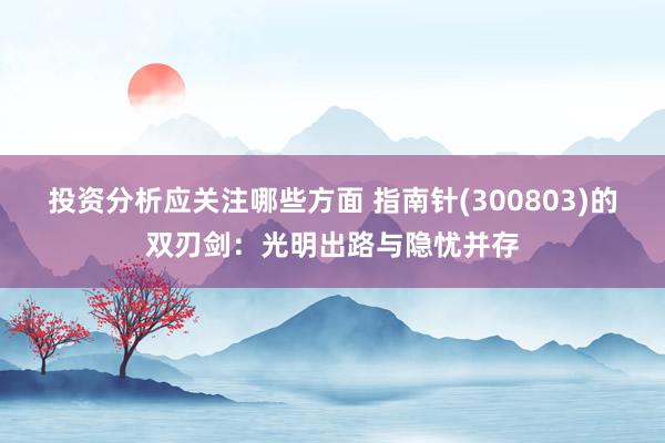 投资分析应关注哪些方面 指南针(300803)的双刃剑：光明出路与隐忧并存