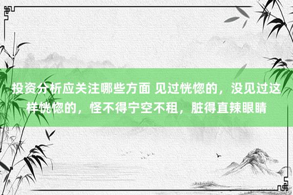 投资分析应关注哪些方面 见过恍惚的，没见过这样恍惚的，怪不得宁空不租，脏得直辣眼睛