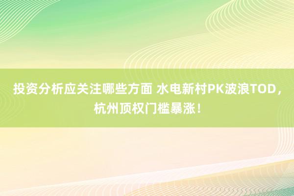 投资分析应关注哪些方面 水电新村PK波浪TOD，杭州顶权门槛暴涨！