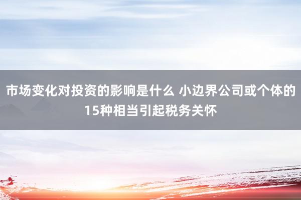 市场变化对投资的影响是什么 小边界公司或个体的15种相当引起税务关怀