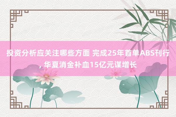 投资分析应关注哪些方面 完成25年首单ABS刊行, 华夏消金补血15亿元谋增长