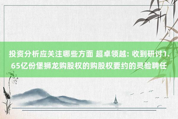 投资分析应关注哪些方面 超卓领越: 收到研讨1.65亿份堡狮龙购股权的购股权要约的灵验聘任