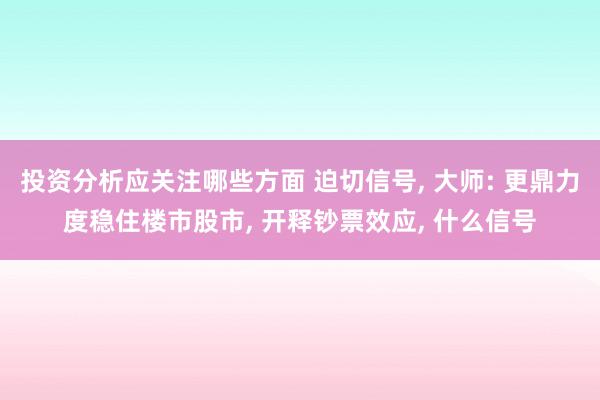 投资分析应关注哪些方面 迫切信号, 大师: 更鼎力度稳住楼市股市, 开释钞票效应, 什么信号