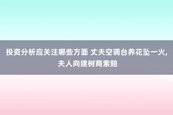 投资分析应关注哪些方面 丈夫空调台养花坠一火, 夫人向建树商索赔